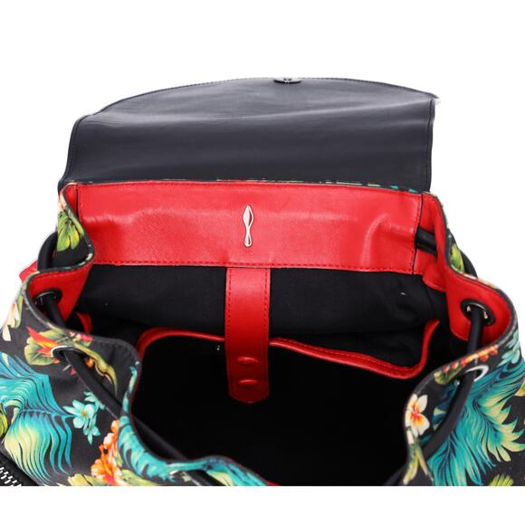 Christian Louboutin Explorer Funk Backpack Black Green Multi Canvas Floral - Picture 4 of 6